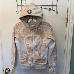 lululemon athletica Girls' Tan and White Tie-Dye Zip Hoodie